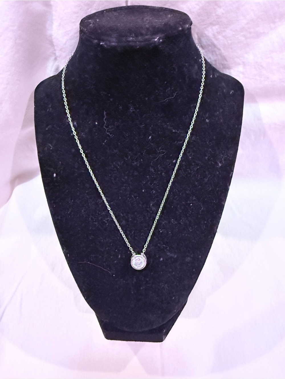Moissanite 2 Carat Bezel Set Necklace - White- Sterling Silver
